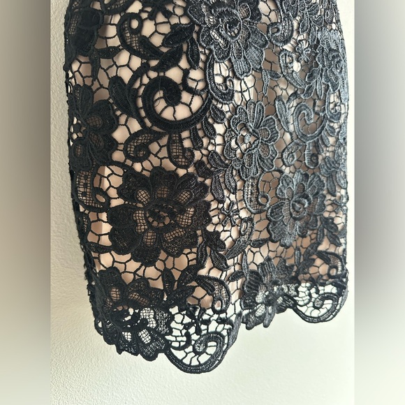 Express Black Floral Lace Overlay Mini Dress – Size 8 – Nude Lining Date Night - Picture 4 of 9